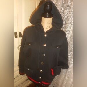MAJE "PARADISE PARIS " RED SEQUIN
EMBELLISHED HOODED JACKET S (French size 1)